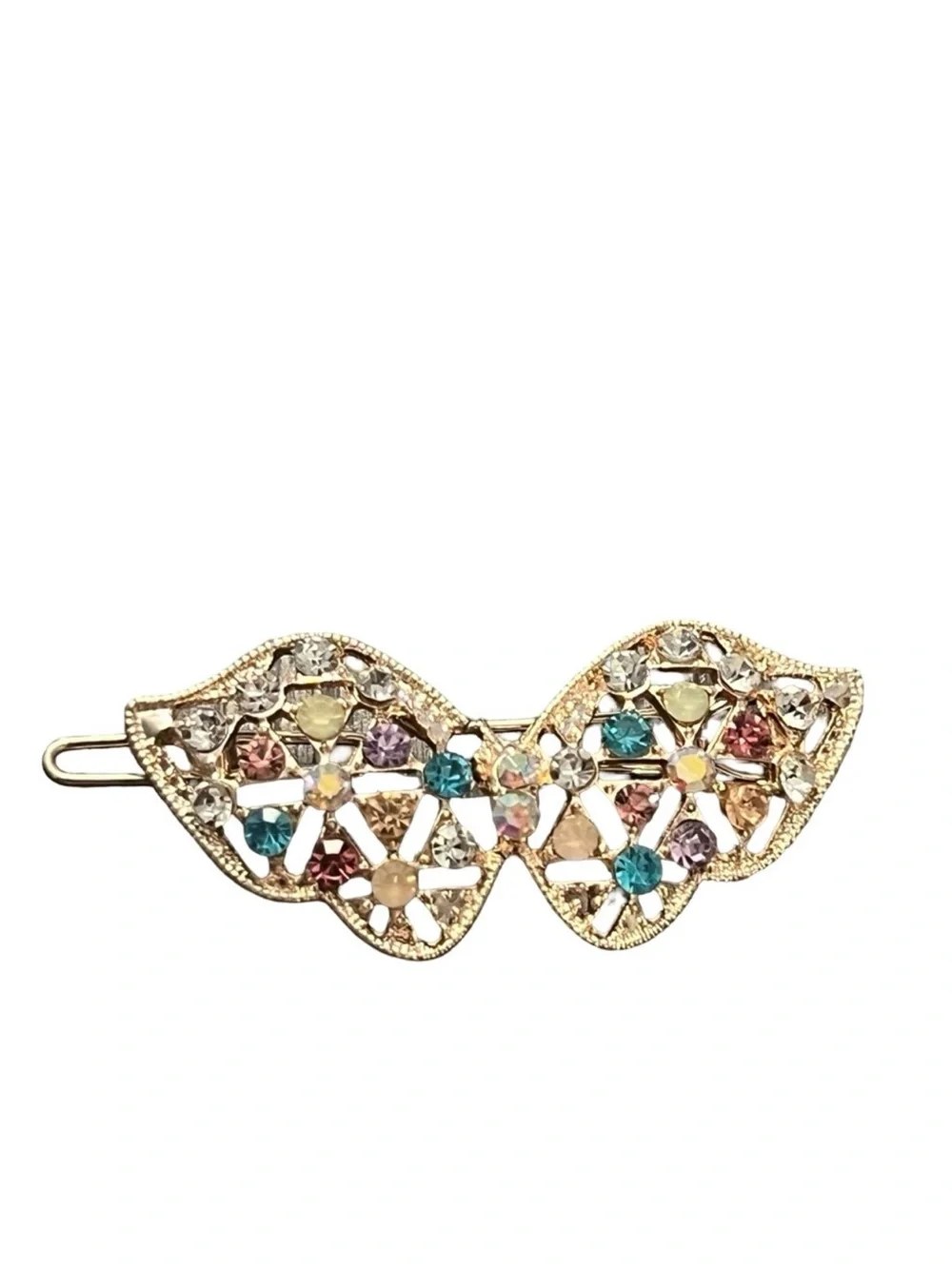 Gold-Tone Multicolor Crystal Floral Hair Barrette 2.0” FINAL PRICE DROP